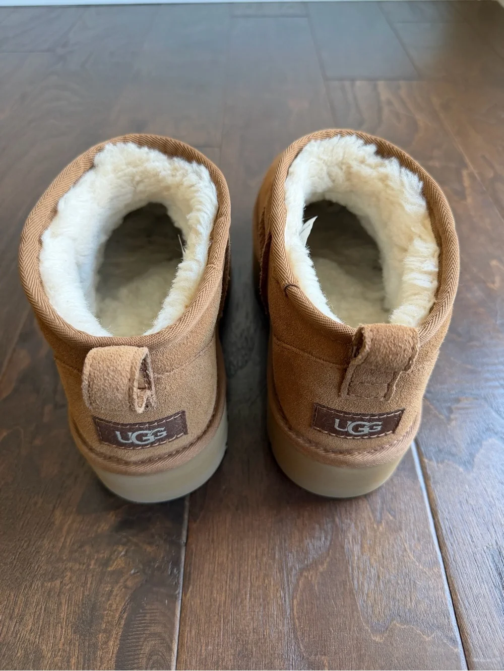 UGG Classic Ultra Mini Platform Boot Shearling-Lined Interior Chestnut Color
